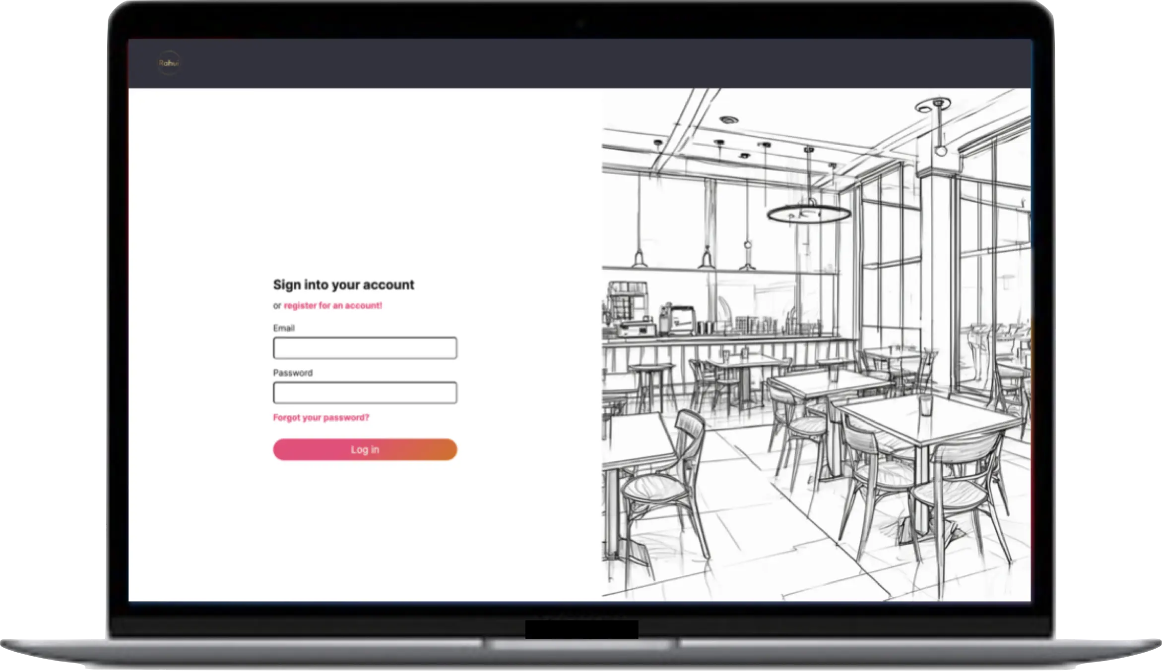 Screenshot of the Rahui Booking App Sign In page on a laptop